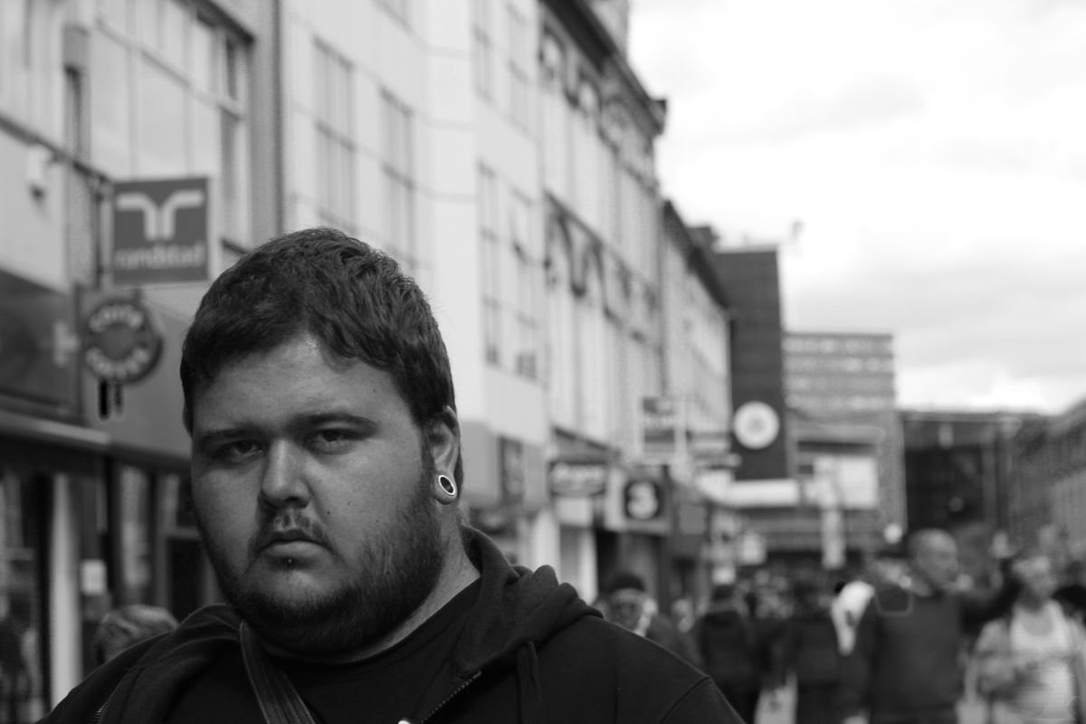 Taken of my friend James whilst on a street photography walk in the city of Newcastle. 