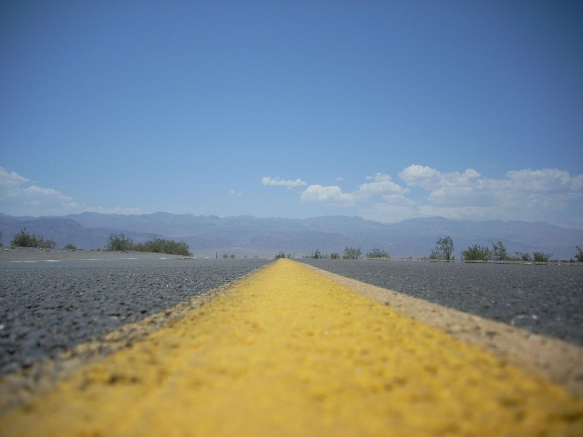 Camera put on the street at Death Valley NP, CA