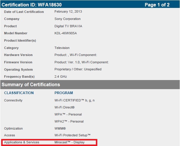 Miracast Certification - KDL-46W905A.jpg