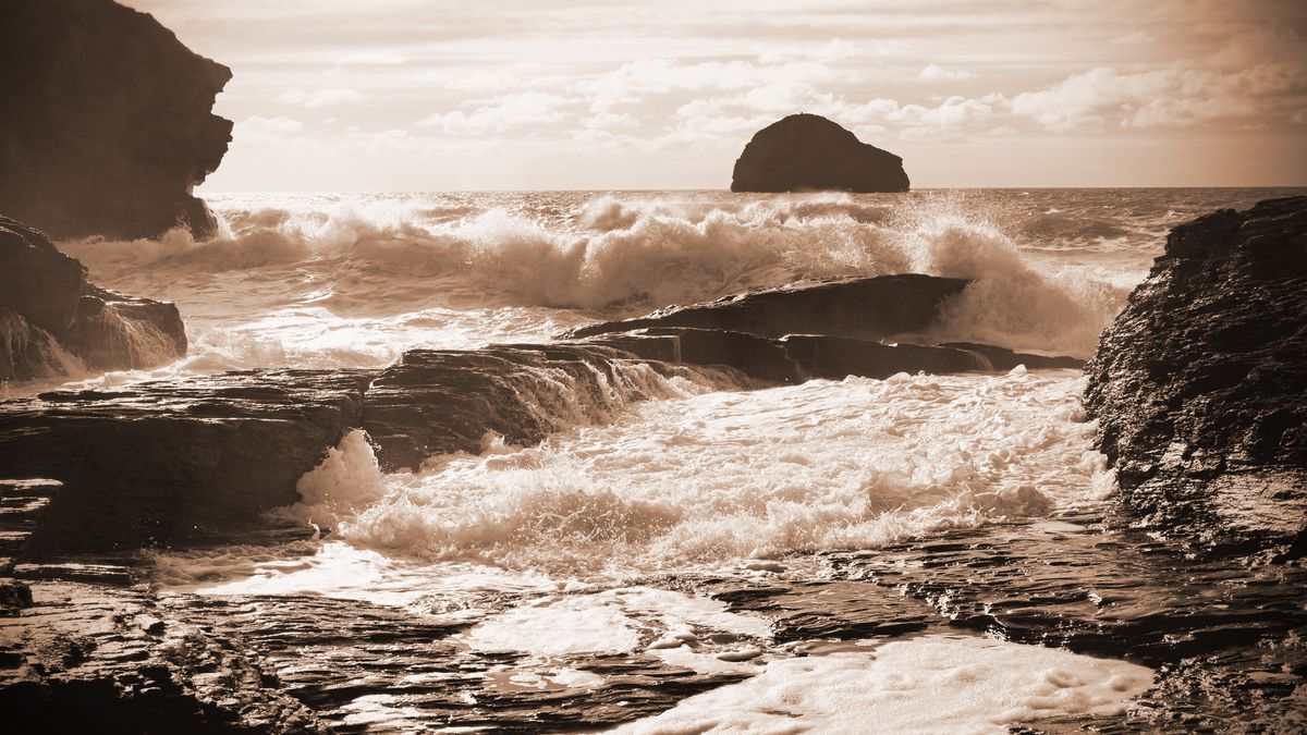 Cornwall coast storm